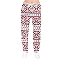 Illustration Of Ukrainian Folk Seamless Pattern Ornament Women Velvet Drawstring Pants