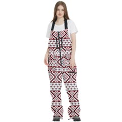 Illustration Of Ukrainian Folk Seamless Pattern Ornament Women s Front Zip Ski And Snowboard Bib Pants by Grandong