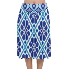 Illustration Of Ukrainian Folk Seamless Pattern Ornament Ethnic Ornament Velvet Flared Midi Skirt