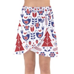 Scandinavian Folk Seamless Pattern Wrap Front Skirt by Grandong