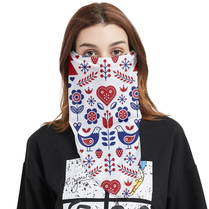 Scandinavian Folk Seamless Pattern Face Covering Bandana (Triangle)