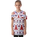 Scandinavian Folk Seamless Pattern Fold Over Open Sleeve Top View1