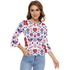 Scandinavian Folk Seamless Pattern Bell Sleeve Top