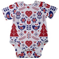 Scandinavian Folk Seamless Pattern Baby Short Sleeve Bodysuit by Grandong