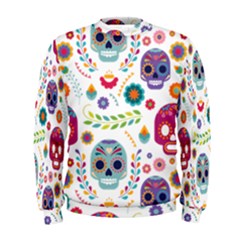 Mexican Floral With Skull Seamless Pattern Men s Sweatshirt