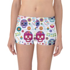 Mexican Floral With Skull Seamless Pattern Boyleg Bikini Bottoms by Grandong