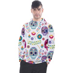 Mexican Floral With Skull Seamless Pattern Men s Pullover Hoodie