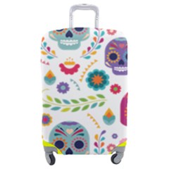 Mexican Floral With Skull Seamless Pattern Luggage Cover (medium) by Grandong