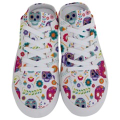 Mexican Floral With Skull Seamless Pattern Half Slippers by Grandong