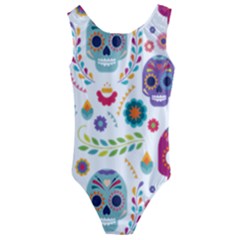 Mexican Floral With Skull Seamless Pattern Kids  Cut-out Back One Piece Swimsuit by Grandong