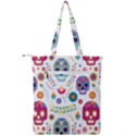 Mexican Floral With Skull Seamless Pattern Double Zip Up Tote Bag View2