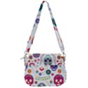 Mexican Floral With Skull Seamless Pattern Saddle Handbag View3