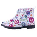 Mexican Floral With Skull Seamless Pattern Men s High-Top Canvas Sneakers View2