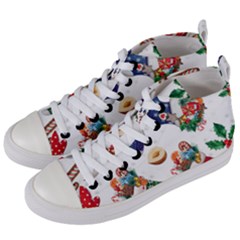 Christmas Socks Gloves Candy Cane Stocking Seamless Women s Mid-top Canvas Sneakers by Grandong