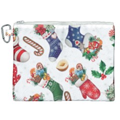 Christmas Socks Gloves Candy Cane Stocking Seamless Canvas Cosmetic Bag (xxl)