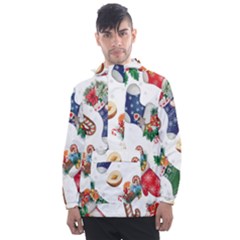 Christmas Socks Gloves Candy Cane Stocking Seamless Men s Front Pocket Pullover Windbreaker