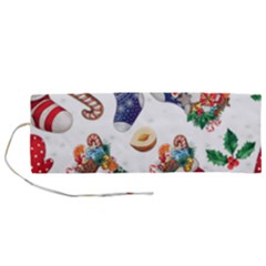 Christmas Socks Gloves Candy Cane Stocking Seamless Roll Up Canvas Pencil Holder (m) by Grandong