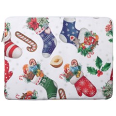 Christmas Socks Gloves Candy Cane Stocking Seamless 17  Vertical Laptop Sleeve Case With Pocket by Grandong