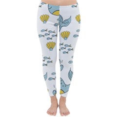 Whale Cartoon Whale Seamless Cartoon Character Animals Leaf Classic Winter Leggings