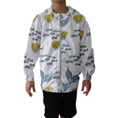 Whale Cartoon Whale Seamless Cartoon Character Animals Leaf Kids  Hooded Windbreaker