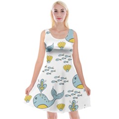 Whale Cartoon Whale Seamless Cartoon Character Animals Leaf Reversible Velvet Sleeveless Dress