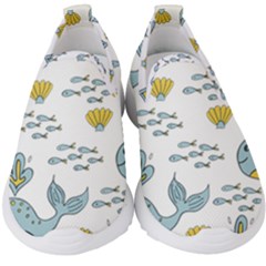 Whale Cartoon Whale Seamless Cartoon Character Animals Leaf Kids  Slip On Sneakers by Grandong