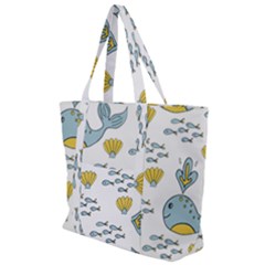 Whale Cartoon Whale Seamless Cartoon Character Animals Leaf Zip Up Canvas Bag by Grandong