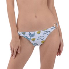 Whale Cartoon Whale Seamless Cartoon Character Animals Leaf Ring Detail Bikini Bottoms by Grandong