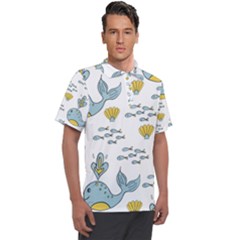 Whale Cartoon Whale Seamless Cartoon Character Animals Leaf Men s Polo T-shirt by Grandong