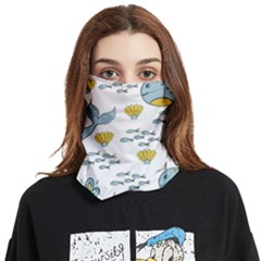 Whale Cartoon Whale Seamless Cartoon Character Animals Leaf Face Covering Bandana (two Sides) by Grandong