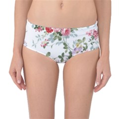 Floral Elements Peony Chinese Rose Mid-waist Bikini Bottoms