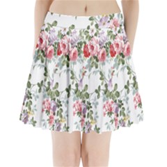 Floral Elements Peony Chinese Rose Pleated Mini Skirt