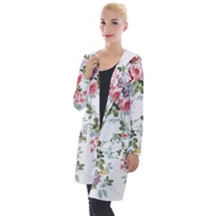 Floral Elements Peony Chinese Rose Hooded Pocket Cardigan by Grandong