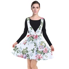 Floral Elements Peony Chinese Rose Plunge Pinafore Dress