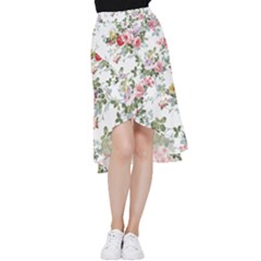 Floral Elements Peony Chinese Rose Frill Hi Low Chiffon Skirt