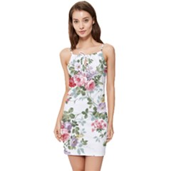 Floral Elements Peony Chinese Rose Summer Tie Front Dress