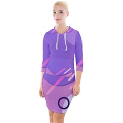 Colorful Labstract Wallpaper Theme Quarter Sleeve Hood Bodycon Dress