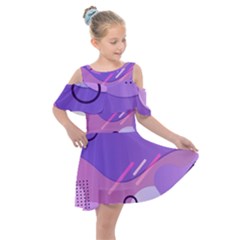 Colorful Labstract Wallpaper Theme Kids  Shoulder Cutout Chiffon Dress by Apen