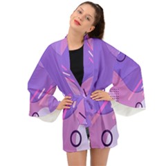 Colorful Labstract Wallpaper Theme Long Sleeve Kimono