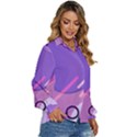 Colorful Labstract Wallpaper Theme Women s Long Sleeve Button Up Shirt View3