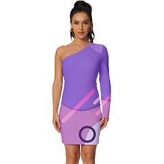 Colorful Labstract Wallpaper Theme Long Sleeve One Shoulder Mini Dress by Apen