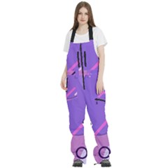 Colorful Labstract Wallpaper Theme Women s Front Zip Ski And Snowboard Bib Pants