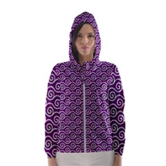 Violet White Pattern Women s Hooded Windbreaker