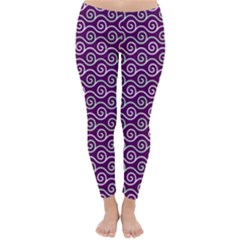 Violet White Pattern Classic Winter Leggings