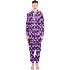 Violet White Pattern Hooded Jumpsuit (ladies)