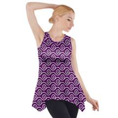 Violet White Pattern Side Drop Tank Tunic by ytdream