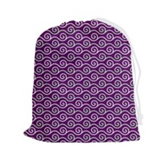 Violet White Pattern Drawstring Pouch (2xl)