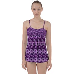 Violet White Pattern Babydoll Tankini Set by ytdream