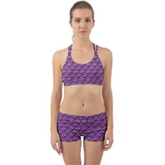 Violet White Pattern Back Web Gym Set by ytdream