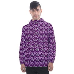 Violet White Pattern Men s Front Pocket Pullover Windbreaker